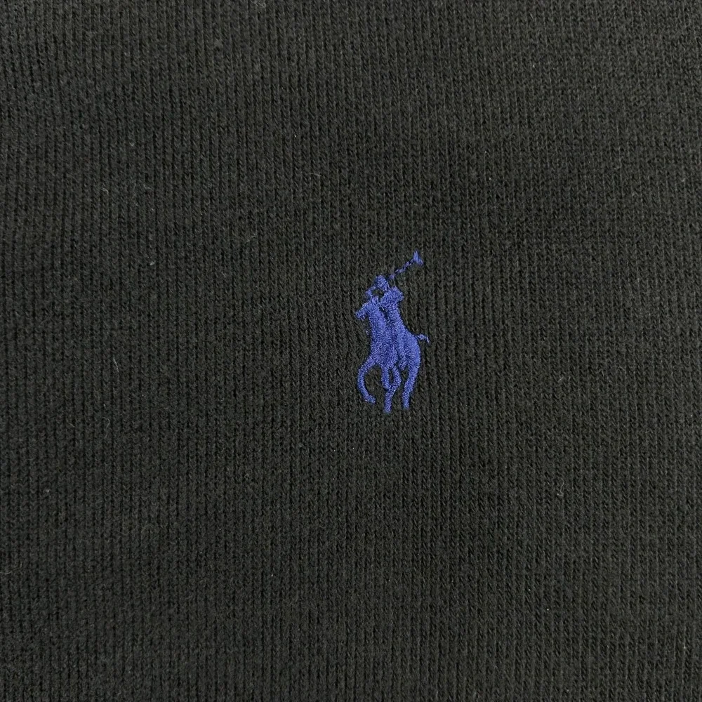 Polo Ralph Lauren Quarter Zip Pullover XL Black Estate Rib Cotton Blue Pony Logo